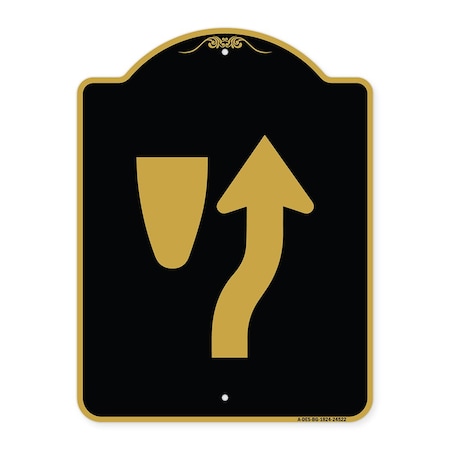 Designer Series Sign-Beware Of Curb Graphic, Black & Gold Aluminum Architectural Sign